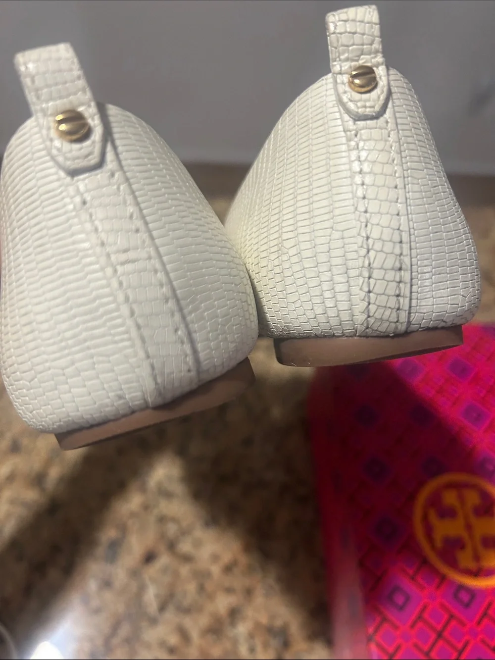 Tory Burch cream leather flats